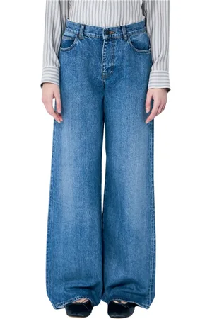 The Row Jeans, Dame, Blå, W26, Bomuld, Wide-leg Five-Pocket Jeans