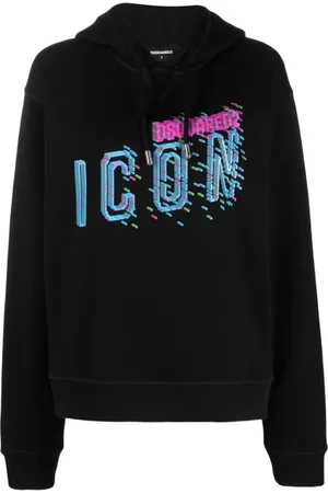 Dsquared2 Sweathshirts & Hoodies, Dame, Sort, M, Bomuld, Icon Pixel Cool Fit Hættetrøje