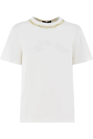 Fabiana Filippi Top, Dame, Hvid, S, Bomuld, Bomulds T-shirt med Svampekrave