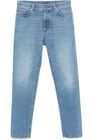 Ermenegildo Zegna Jeans, Herre, Blå, W32, Læder, City Cotton Jeans med læderlogo
