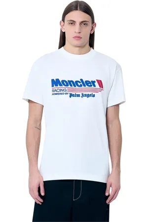 Moncler Top, Herre, Hvid, XL, Bomuld, Logo Print T-Shirt