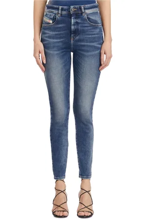 Diesel Jeans, Dame, Blå, W27, Bomuld, High-waist Slim Jeans 1984