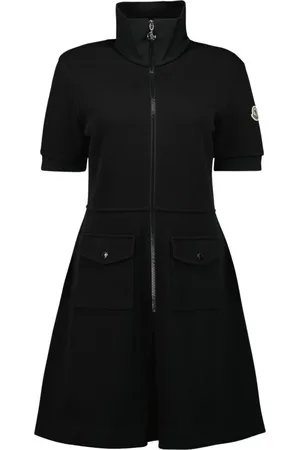 Moncler Kjole, Dame, Sort, XS, Sort Kjole med Lynlås Forår-Sommer 2025