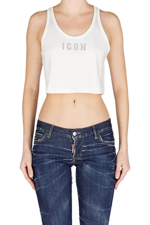 Dsquared2 Top, Dame, Hvid, 2XS, Bomuld, Crystal Top - Blanco