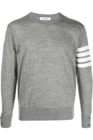 Thom Browne Strik, Herre, Grå, L, Uld, 4-Bar Crew Neck Jumper
