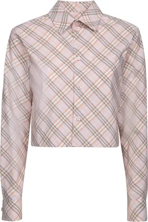 Burberry Bluser & Skjorter, Dame, Lyserød, S, Bomuld, Langærmet skjorte med tern