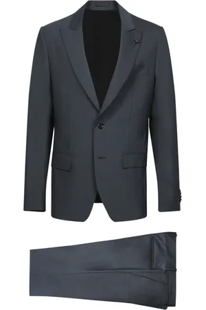 LARDINI Jakkesæt, Herre, Blå, 2XL, Elegant mørkegråt jakkesæt med mikro-mønster