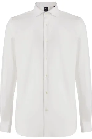 Boggi Milano Skjorte, Herre, Hvid, 4XL, Bomuld, Stretch P.Point Windsor Collar Skjorte