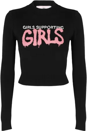 Chiara Ferragni Strik, Dame, Sort, L, Uld, Rundhalset strik
