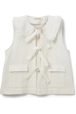 Sofie Schnoor Jakke, Dame, Hvid, XS, Uld, Feminin Vest med Bindebånd