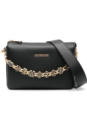 Moschino Taske, Dame, Sort, ONE SIZE, Uld, Sort skuldertaske med kædehank