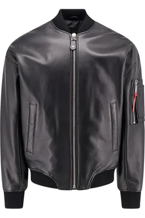 Dsquared2 Jakke, Herre, Sort, M, Læder, Sort Læder Bomber Jakke