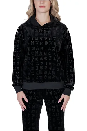 Armani Exchange Sweathshirts & Hoodies, Dame, Sort, S, Uld, Trykt hættetrøje
