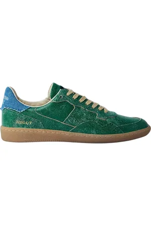 Hidnander Sko, Dame, Grøn, 37 EU, Læder, Lav-top Læder Sneakers med Logo Motif