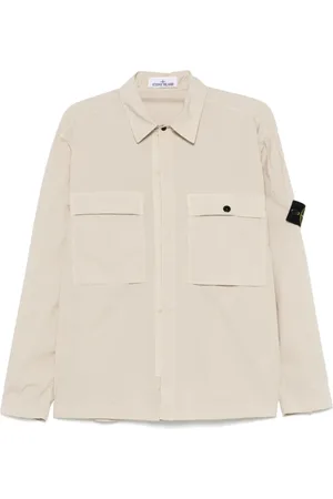 Stone Island Jakke, Herre, , XL, Klassisk Overshirt med Kompasset Badge