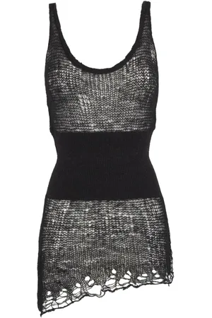 Cortana Top, Dame, Sort, S, Cashmere, Ærmeløs top med asymmetrisk kant
