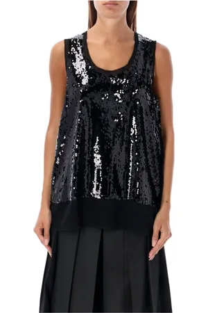 Comme des Garçons Top, Dame, Sort, M, Polyester, Sequin Tank Top
