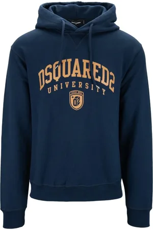 Dsquared2 Sweathshirts & Hoodies, Herre, Blå, 2XL, Bomuld, Hættetrøje med justerbar snøre
