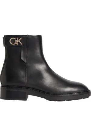Calvin Klein Sko, Dame, Sort, 36 EU, Læder, Læder Ankelstøvle med Gummisål