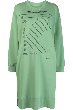 Maison Margiela Kjole, Dame, Grøn, M, Bomuld, Side Slit Midi Kjole