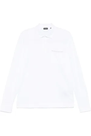 Ermenegildo Zegna Top, Herre, Hvid, M, Bomuld, Bomuldspoloshirt med 3 knapper
