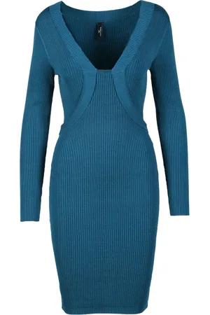 Guess Kjole, Dame, Blå, XL, Uld, Elegant Damekjole