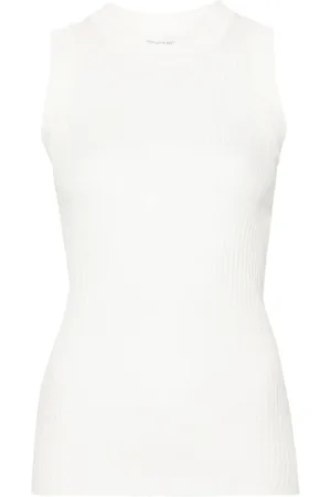 Sportmax Top, Dame, Hvid, L, Bomuld, Strikket Racerback Top