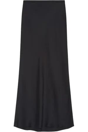 ANINE BING Nederdel, Dame, Sort, M, Silke Sort Midi Nederdel