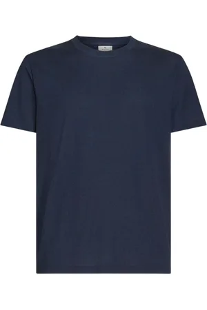 Etro Top, Herre, Blå, 2XL, Bomuld, Cotton Knit T-Shirt