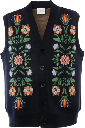 Drôle de Monsieur Strik, Herre, Blå, S, Bomuld, Ærmeløs V-hals Cardigan