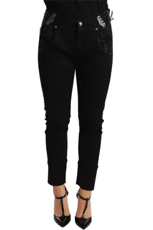 ERMANNO SCERVINO Jeans, Dame, Sort, W26, Bomuld, Chic Lavtaljet Skinny Sorte Bomuldsbukser