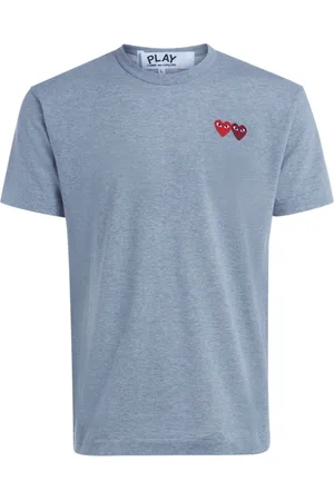 Comme des Garçons Top, Herre, Grå, 2XL, Bomuld, Double Heart Logo T-Shirt