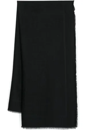 Elisabetta Franchi Tilbehør, Dame, Sort, ONE SIZE, Uld, Sort Jacquard Tørklæde med Logo og Slå-om-stil