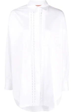 ERMANNO SCERVINO Bluser & Skjorter, Dame, Hvid, M, Bomuld, Broderet bomuldsskjorte med perforerede detaljer