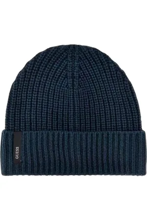 Guess Tilbehør, Dame, Blå, M, Uld, Patch Logo Beanie