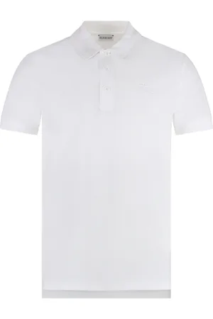 Burberry Top, Herre, Hvid, 2XL, Bomuld, Bomuldspoloshirt med ribkant