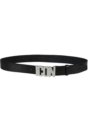 Dsquared2 Tilbehør, Herre, Sort, 85 CM, Læder, Læder Icon Bælte med Sølv Logo Plade
