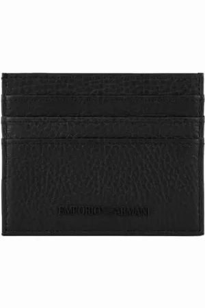 Emporio Armani Tilbehør, Herre, Sort, ONE SIZE, Læder, Sort kortholder med logo