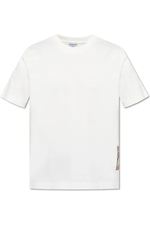 Burberry Top, Herre, Hvid, S, Bomuld, Check Label Cotton T-shirt