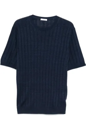 Boglioli Top, Herre, Blå, XL, Uld, Blåt Linned Sweater Stilfuld