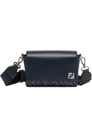 Fendi Taske, Herre, Blå, ONE SIZE, Bomuld, Squared FF Compact Taske
