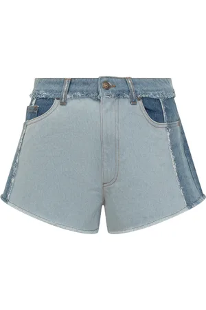 Chiara Ferragni Shorts, Dame, Blå, W27, Denim, Patchwork Denim Shorts