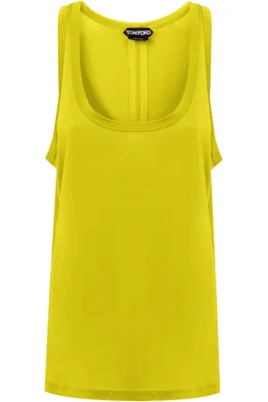 Tom Ford Top, Dame, Gul, 2XS, Silkeærmløs top i gul