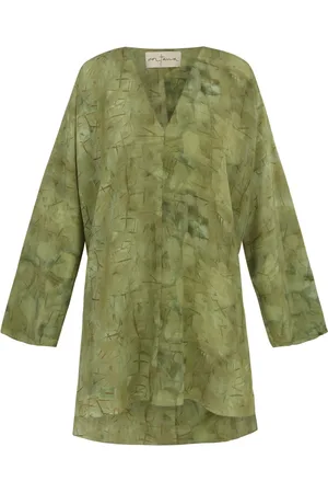 Cortana Bluser & Skjorter, Dame, Grøn, L, Abstrakt Silk Top Amina Print