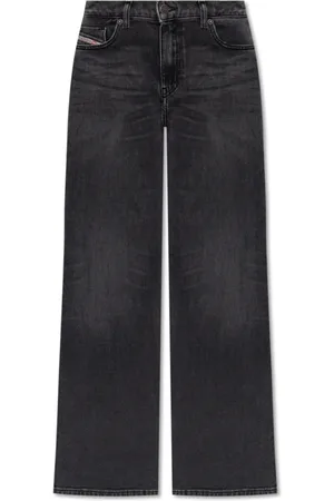 Diesel Jeans, Dame, Grå, W25 L32, Bomuld, Wide Jeans