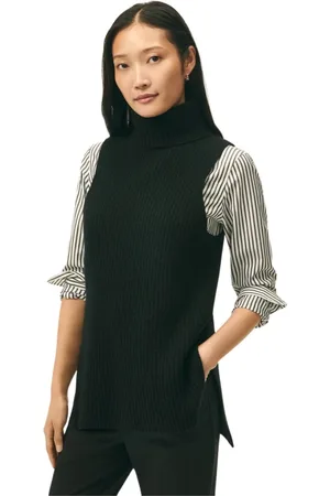 Brooks Brothers Strik, Dame, Sort, L, Uld, Uld Cashmere Ærmeløs Rullekrave Sweater