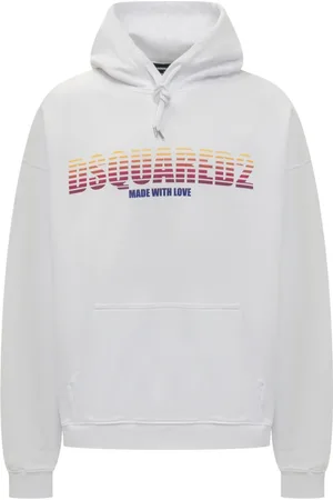 Dsquared2 Sweathshirts & Hoodies, Herre, Hvid, XL, Uld, Langærmet hættetrøje