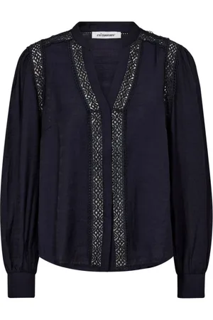 Co`Couture Bluser & Skjorter, Dame, Blå, XS, Polyester, Blå blondebluse med stil