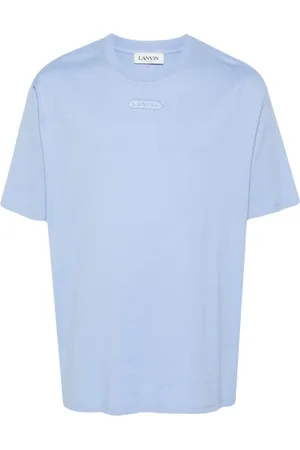 Lanvin Top, Herre, Blå, XL, Bomuld, Logo Broderet T-shirt