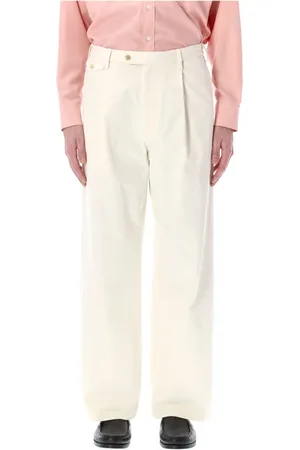 Auralee Bukser, Herre, Hvid, XL, Bomuld, Ivory Chino Bukser Straight Fit